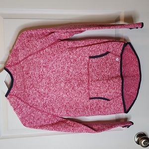 Xersion Heathered Pink & White Hoodie With Thumb Holes, Girls Size M (10-12)